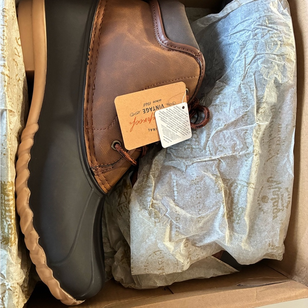 Men's Vintage Brown and Black Rain Boots